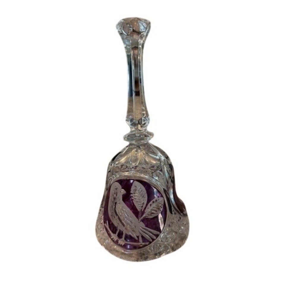 Hofbauer "The Byrdes Collection" Purple Bird Motif 24% Lead Crystal Bell